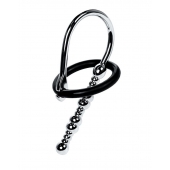 Серебристый уретральный плаг-бусины TOYFA Metal с мягким фиксириющим кольцом - ToyFa - купить с доставкой в Таганроге