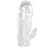 Прозрачная гелевая насадка с шипами и клиторальным отростком - 13 см. - Toyfa Basic - в Таганроге купить с доставкой