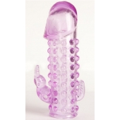 Закрытая фиолетовая насадка с 2 отростками - 13 см. - Toyfa Basic - в Таганроге купить с доставкой