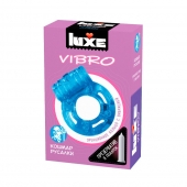 Голубое эрекционное виброкольцо Luxe VIBRO  Кошмар русалки  + презерватив - Luxe - в Таганроге купить с доставкой