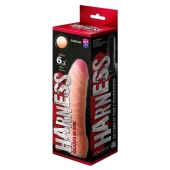 Телесная изогнутая насадка на Harness с коннектором BLACK LINE - 17 см. - LOVETOY (А-Полимер) - купить с доставкой в Таганроге