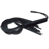 Чёрная кожаная плеть с жесткой ручкой - 63 см. - Sitabella - купить с доставкой в Таганроге