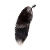 Серебристая металлическая анальная втулка с хвостом чернобурой лисы - размер S - ToyFa - купить с доставкой в Таганроге