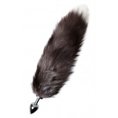 Серебристая металлическая анальная втулка с хвостом чернобурой лисы - размер S - ToyFa - купить с доставкой в Таганроге