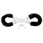 Меховые чёрные наручники Beginner s Furry Cuffs - Pipedream - купить с доставкой в Таганроге