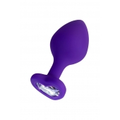 Фиолетовая анальная втулка Diamond Heart с прозрачным кристаллом - 8 см. - ToyFa - купить с доставкой в Таганроге Фиолетовая анальная втулка Diamond Heart с прозрачным кристаллом - 8 см. - ToyFa - купить с доставкой в Таганроге