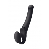 Черный безремневой вибрострапон Silicone Bendable Strap-On M - Strap-on-me - купить с доставкой в Таганроге