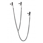 Черные зажимы на соски и клитор на цепочке DELUXE NIPPLE   CLIT CLAMPS - Dream Toys - купить с доставкой в Таганроге
