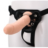 Черные трусики с телесной насадкой STRAP ON REAL DILDO - 21 см. - Dream Toys - купить с доставкой в Таганроге