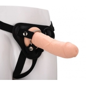 Черные трусики с телесной насадкой STRAP ON REAL DILDO - 21 см. - Dream Toys - купить с доставкой в Таганроге