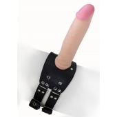 Черный узкий пояс на бедро с телесной насадкой - LOVETOY (А-Полимер) - купить с доставкой в Таганроге