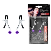 Оригинальные зажимы на соски с фиолетовыми шариками - Notabu - купить с доставкой в Таганроге