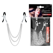 Оригинальные зажимы на соски с тройной цепочкой - Notabu - купить с доставкой в Таганроге