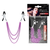 Оригинальные зажимы на соски с тройной розовой цепочкой - Notabu - купить с доставкой в Таганроге