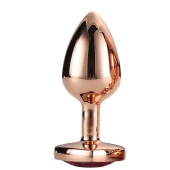 Золотистая анальная втулка с кристаллом-сердечком розового цвета - 7,1 см. - Dream Toys - купить с доставкой в Таганроге