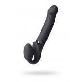 Черный безремневой вибрострапон Vibrating Bendable Strap-On L - Strap-on-me - купить с доставкой в Таганроге