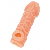 Телесная закрытая насадка с венками Cock Sleeve Size S - 13,8 см. - KOKOS - в Таганроге купить с доставкой