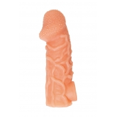 Телесная закрытая насадка с венками Cock Sleeve Size M - 15,6 см. - KOKOS - в Таганроге купить с доставкой