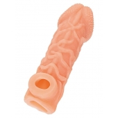 Телесная закрытая насадка с венками Cock Sleeve Size M - 15,6 см. - KOKOS - в Таганроге купить с доставкой