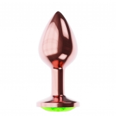 Пробка цвета розового золота с лаймовым кристаллом Diamond Emerald Shine S - 7,2 см. - Lola Games - купить с доставкой в Таганроге