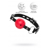 Красный кляп-шар на черных ремешках - ToyFa - купить с доставкой в Таганроге Красный кляп-шар на черных ремешках - ToyFa - купить с доставкой в Таганроге