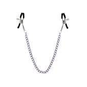Зажимы для сосков с фиолетовой цепочкой Sweet Caress Nipple Chain - Sweet Caress - купить с доставкой в Таганроге