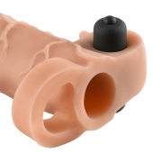 Телесная вибронасадка с кольцом Vibrating Real Feel 2 Extension - 16 см. - Pipedream - в Таганроге купить с доставкой