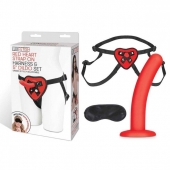 Красный поясной фаллоимитатор Red Heart Strap on Harness   5in Dildo Set - 12,25 см. - Lux Fetish - купить с доставкой в Таганроге