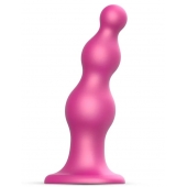 Розовая насадка Strap-On-Me Dildo Plug Beads size S - Strap-on-me - купить с доставкой в Таганроге