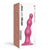 Розовая насадка Strap-On-Me Dildo Plug Beads size L - Strap-on-me - купить с доставкой в Таганроге