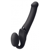 Черный безремневой вибрострапон Silicone Bendable Strap-On - size XL - Strap-on-me - купить с доставкой в Таганроге