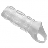 Насадка на пенис с кольцом для мошонки Clear Sensations Enhancer Sex Sleeve - 11,5 см. - XR Brands - в Таганроге купить с доставкой