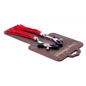 Металлические зажимы на соски с красными замшевыми кисточками - Crazy Handmade - купить с доставкой в Таганроге