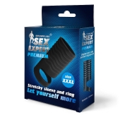 Черная открытая насадка на пенис с кольцом для мошонки XXXL-size - 9,9 см. - Sex Expert - в Таганроге купить с доставкой