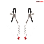 Серебристые зажимы на соски с шариками на цепочках - Notabu - купить с доставкой в Таганроге