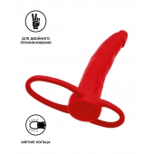 Красная насадка на пенис для двойного проникновения Black Red - 16,5 см. - ToyFa - купить с доставкой в Таганроге