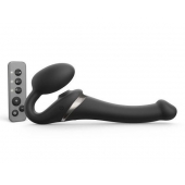 Черный безремневой страпон Multi Orgasm Size S с клиторальной стимуляцией - Strap-on-me - купить с доставкой в Таганроге
