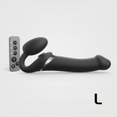 Черный безремневой страпон Multi Orgasm Size L с клиторальной стимуляцией - Strap-on-me - купить с доставкой в Таганроге