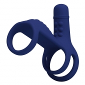 Синяя вибронасадка на пенис Vibrating Penis Sling - Baile - в Таганроге купить с доставкой