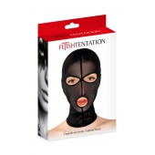 Черная сетчатая маска на голову с отверстиями для глаз и рта - Fetish Tentation - купить с доставкой в Таганроге