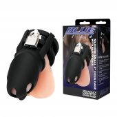 Черная клетка для пениса Silicone Small 2 in Cock Cage With Ball Divider - BlueLine - купить с доставкой в Таганроге