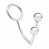 Кольцо на пенис с анальным стимулятором Two Bead Stainless Steel Anal Hook   Cock Ring - BlueLine - в Таганроге купить с доставкой