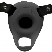 Черный полый страпон с вибрацией 2’’ Erection 28X Smooth Vibrating Silicone Penis Sheath - XR Brands - купить с доставкой в Таганроге