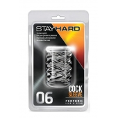 Прозрачная насадка с объёмными чёрточками STAY HARD COCK SLEEVE 06 CLEAR - Blush Novelties - в Таганроге купить с доставкой