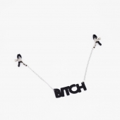 Зажимы на соски с кожаной подвеской Bitch - Crazy Handmade - купить с доставкой в Таганроге