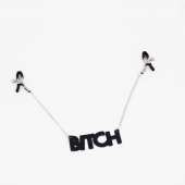 Зажимы на соски с кожаной подвеской Bitch - Crazy Handmade - купить с доставкой в Таганроге