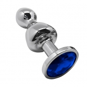 Серебристая анальная втулка Wooomy Lollypop Size S с синим кристаллом - Adrien Lastic в Таганроге Серебристая анальная втулка Wooomy Lollypop Size S с синим кристаллом - Adrien Lastic