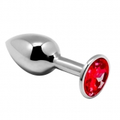 Серебристая анальная втулка Mini Metal Butt Plug Size M с красным кристаллом - Adrien Lastic в Таганроге Серебристая анальная втулка Mini Metal Butt Plug Size M с красным кристаллом - Adrien Lastic