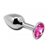Серебристая анальная втулка Mini Metal Butt Plug Size M с розовым кристаллом - Adrien Lastic в Таганроге Серебристая анальная втулка Mini Metal Butt Plug Size M с розовым кристаллом - Adrien Lastic