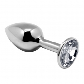 Серебристая анальная втулка с прозрачным кристаллом Mini Metal Butt Plug Size L - 9 см. - Adrien Lastic в Таганроге Серебристая анальная втулка с прозрачным кристаллом Mini Metal Butt Plug Size L - 9 см. - Adrien Lastic
